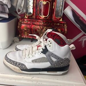 Jordan White, Gray & Red High-Top Sneakers